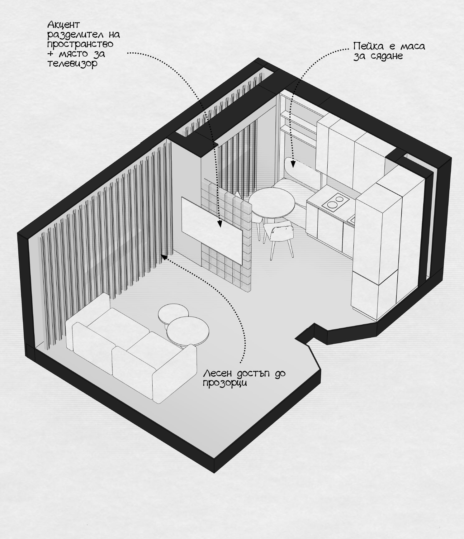 Dual Studio - Interior Design - Sofia -Vitosha - Diagram